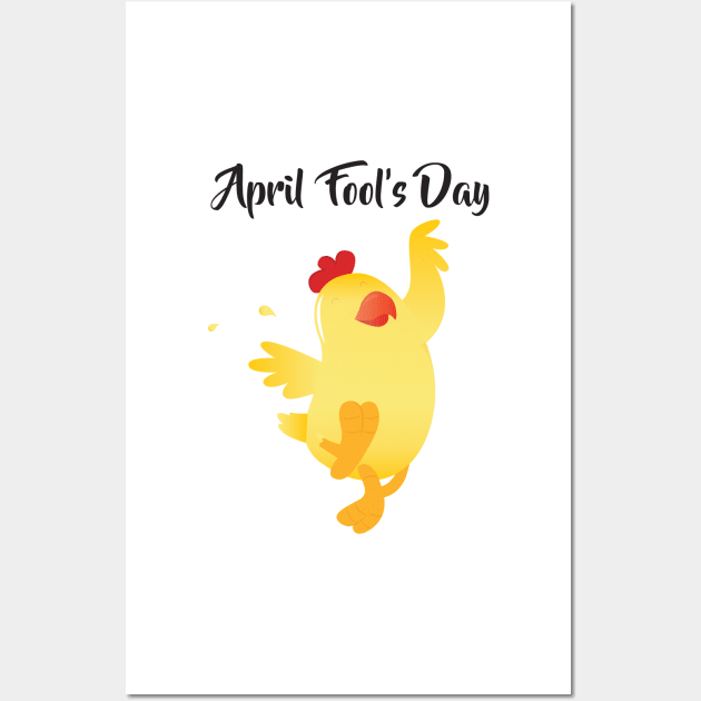 Dancing Chick in your Farm - Happy April Fool's Day Wall Art by thewishdesigns